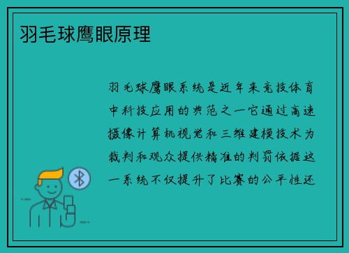 羽毛球鹰眼原理